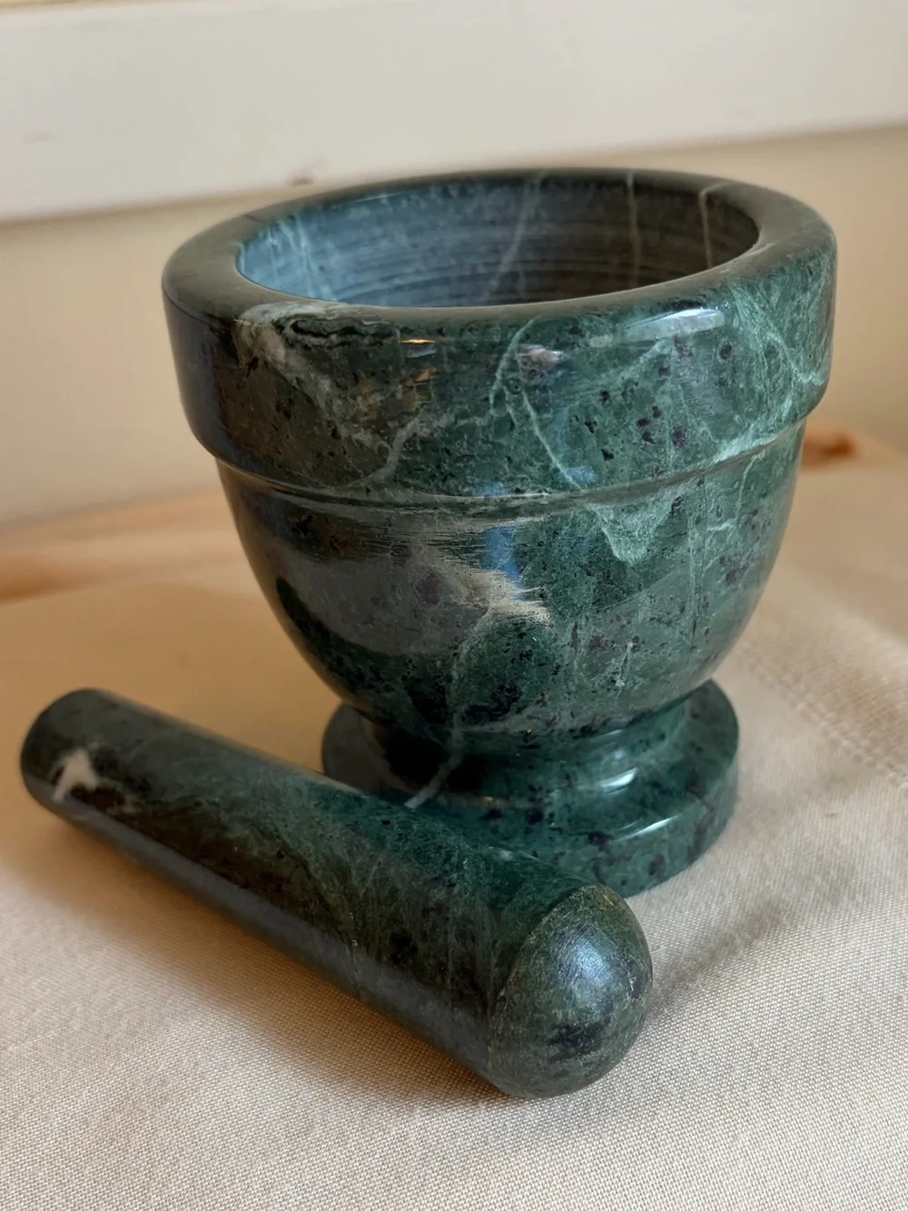 Green Marble Mortar and Pestle